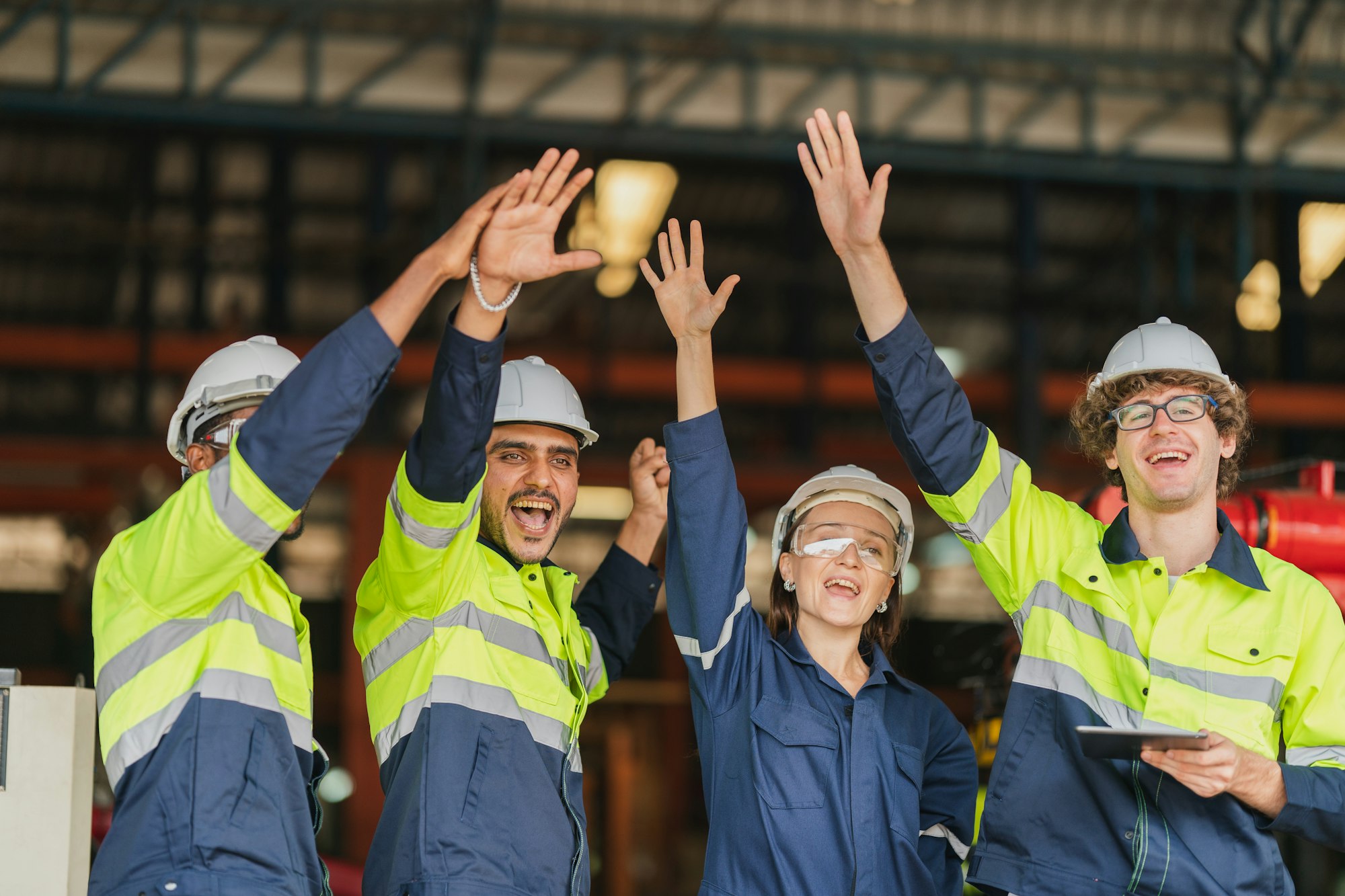 Professional industry engineer and factory foreman worker team, Technician teamwork in work site